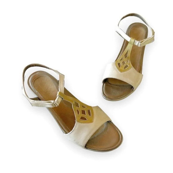 NAOT Metallic Leather‎ Sandals Size 40 Israel Summer Sheen Dance Formal Dressy - Picture 1 of 10